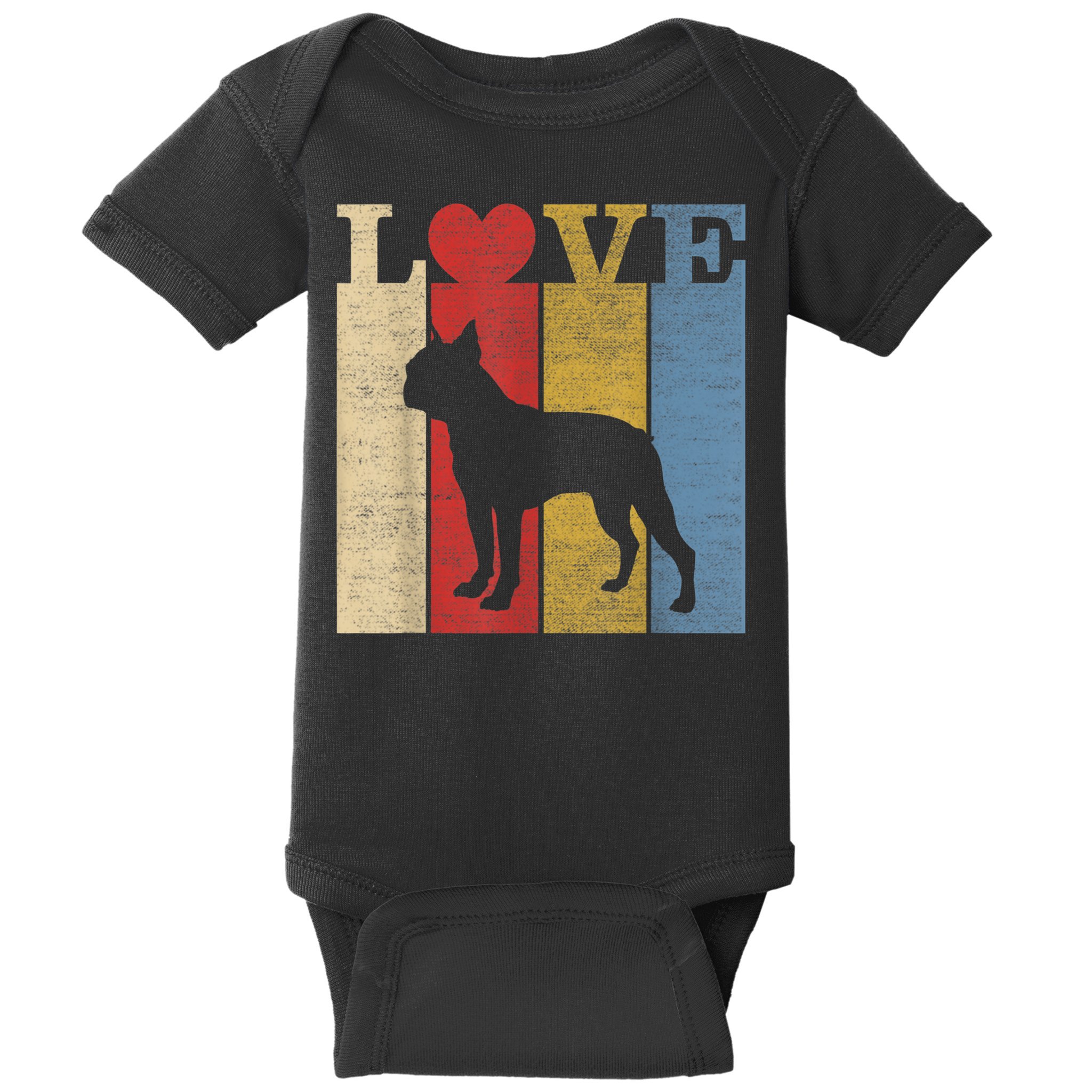 Dogs 365 Retro Love Boston Terrier Dog Vintage Gift Baby Bodysuit