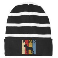 Dogs 365 Retro Love Boston Terrier Dog Vintage Gift Striped Beanie with Solid Band