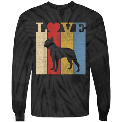 Dogs 365 Retro Love Boston Terrier Dog Vintage Gift Tie-Dye Long Sleeve Shirt