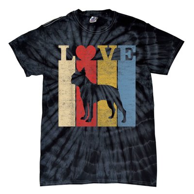 Dogs 365 Retro Love Boston Terrier Dog Vintage Gift Tie-Dye T-Shirt