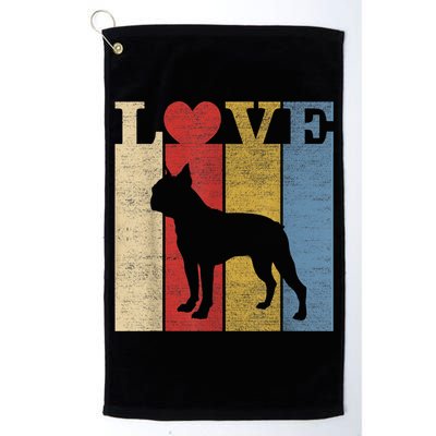 Dogs 365 Retro Love Boston Terrier Dog Vintage Gift Golf Towel