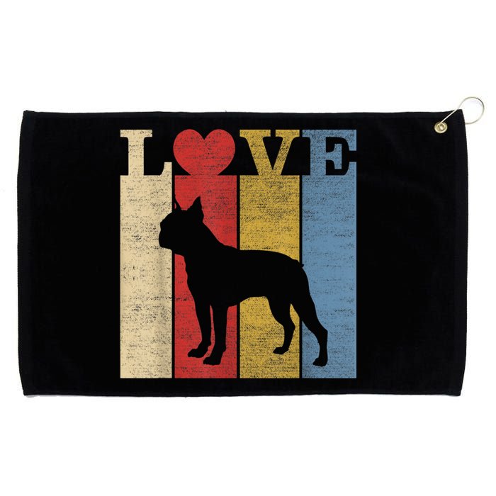 Dogs 365 Retro Love Boston Terrier Dog Vintage Gift Grommeted Golf Towel