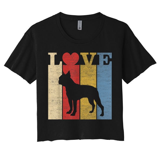 Dogs 365 Retro Love Boston Terrier Dog Vintage Gift Crop Top