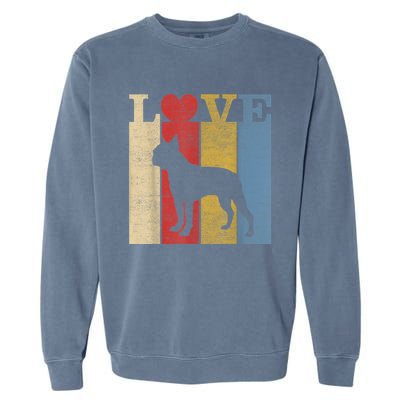 Dogs 365 Retro Love Boston Terrier Dog Vintage Gift Garment-Dyed Sweatshirt