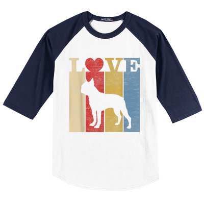 Dogs 365 Retro Love Boston Terrier Dog Vintage Gift Baseball Sleeve Shirt