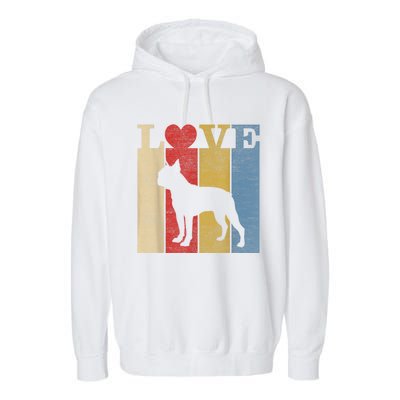 Dogs 365 Retro Love Boston Terrier Dog Vintage Gift Garment-Dyed Fleece Hoodie