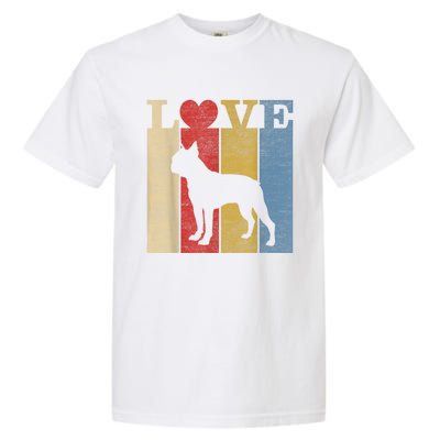 Dogs 365 Retro Love Boston Terrier Dog Vintage Gift Garment-Dyed Heavyweight T-Shirt