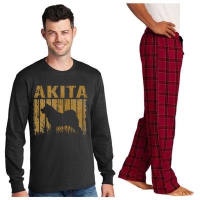 Dogs 365 Retro Akita Dog Vintage Animal Long Sleeve Pajama Set