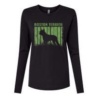 Dogs 365 Retro Boston Terrier Dog Vintage Gift Womens Cotton Relaxed Long Sleeve T-Shirt