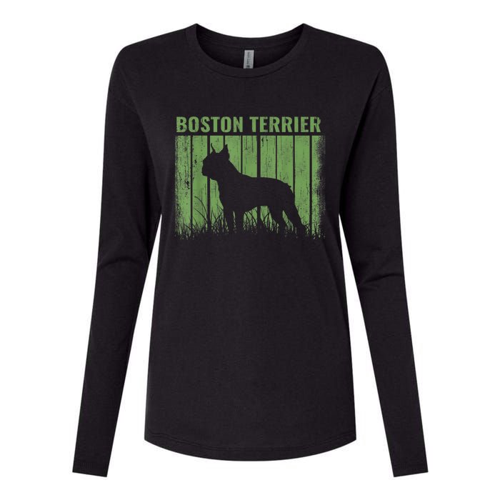 Dogs 365 Retro Boston Terrier Dog Vintage Gift Womens Cotton Relaxed Long Sleeve T-Shirt