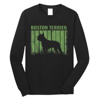 Dogs 365 Retro Boston Terrier Dog Vintage Gift Long Sleeve Shirt