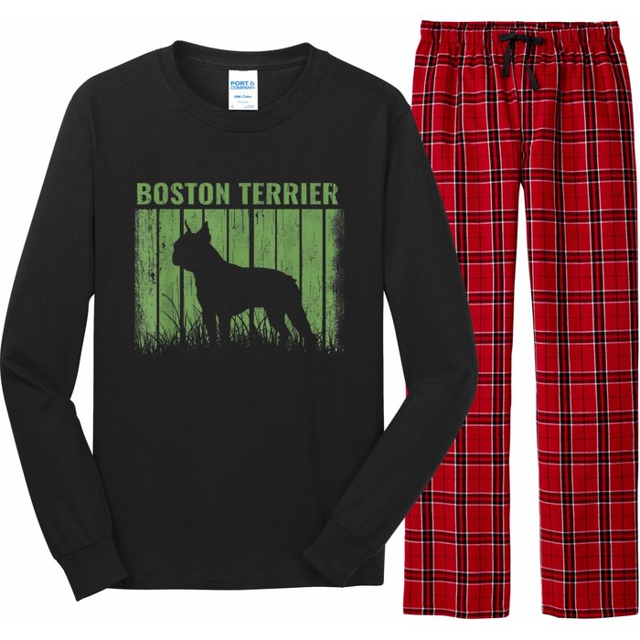 Dogs 365 Retro Boston Terrier Dog Vintage Gift Long Sleeve Pajama Set