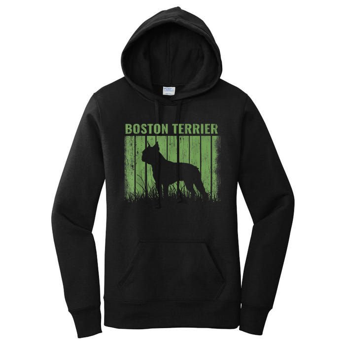 Dogs 365 Retro Boston Terrier Dog Vintage Gift Women's Pullover Hoodie