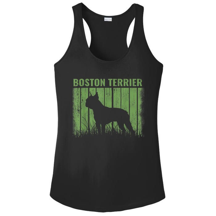 Dogs 365 Retro Boston Terrier Dog Vintage Gift Ladies PosiCharge Competitor Racerback Tank