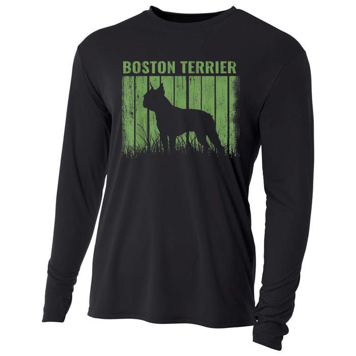 Dogs 365 Retro Boston Terrier Dog Vintage Gift Cooling Performance Long Sleeve Crew