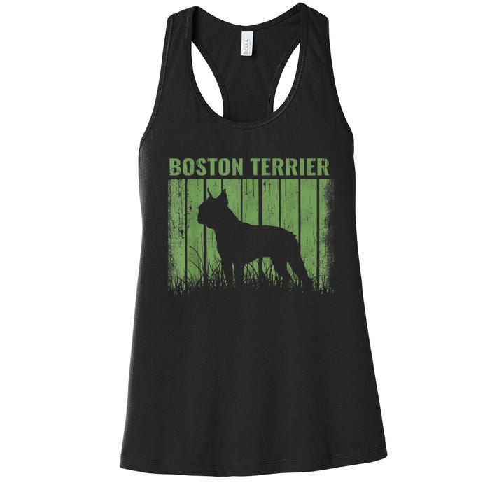 Dogs 365 Retro Boston Terrier Dog Vintage Gift Women's Racerback Tank