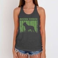 Dogs 365 Retro Boston Terrier Dog Vintage Gift Women's Knotted Racerback Tank