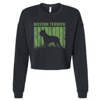 Dogs 365 Retro Boston Terrier Dog Vintage Gift Cropped Pullover Crew