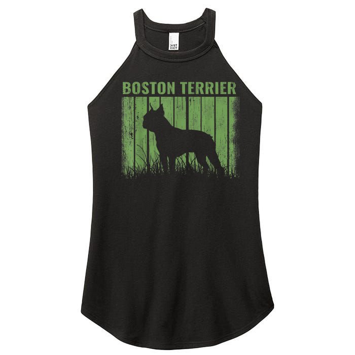 Dogs 365 Retro Boston Terrier Dog Vintage Gift Women's Perfect Tri Rocker Tank