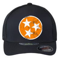 Distressed 3 Star Tn State Orange And White Tennessee Flag Flexfit Unipanel Trucker Cap