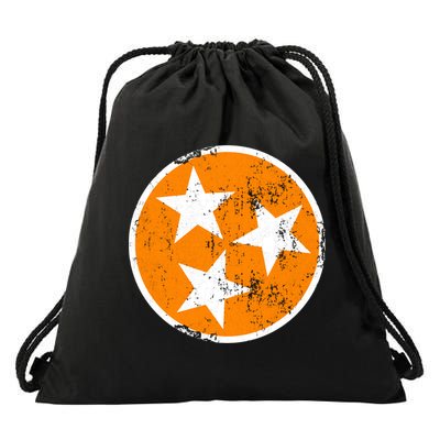 Distressed 3 Star Tn State Orange And White Tennessee Flag Drawstring Bag