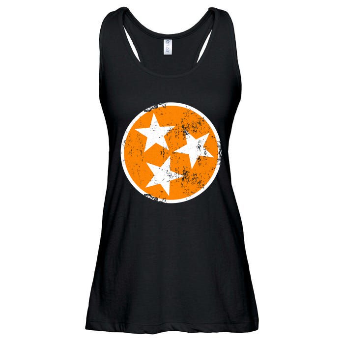 Distressed 3 Star Tn State Orange And White Tennessee Flag Ladies Essential Flowy Tank