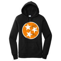 Distressed 3 Star Tn State Orange And White Tennessee Flag Women's Pullover Hoodie