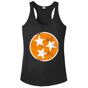 Distressed 3 Star Tn State Orange And White Tennessee Flag Ladies PosiCharge Competitor Racerback Tank