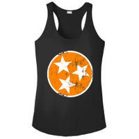 Distressed 3 Star Tn State Orange And White Tennessee Flag Ladies PosiCharge Competitor Racerback Tank