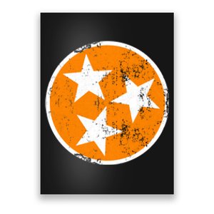 Distressed 3 Star Tn State Orange And White Tennessee Flag Poster