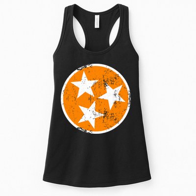 Distressed 3 Star Tn State Orange And White Tennessee Flag Womens Tank Top