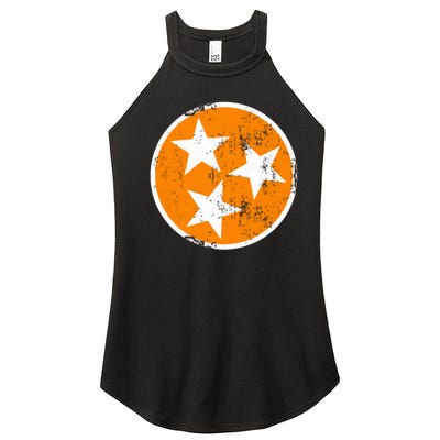 Distressed 3 Star Tn State Orange And White Tennessee Flag Women's Perfect Tri Rocker Tank