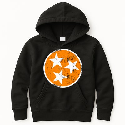 Distressed 3 Star Tn State Orange And White Tennessee Flag Kids Hoodie