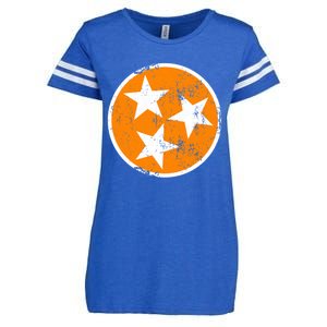 Distressed 3 Star Tn State Orange And White Tennessee Flag Enza Ladies Jersey Football T-Shirt