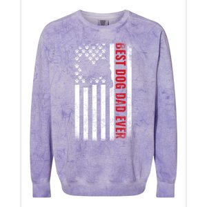 Dogs 365 Samoyed Best Dog Dad Ever American Flag Gift Colorblast Crewneck Sweatshirt