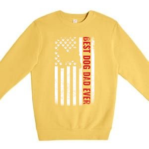 Dogs 365 Samoyed Best Dog Dad Ever American Flag Gift Premium Crewneck Sweatshirt