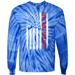 Dogs 365 Samoyed Best Dog Dad Ever American Flag Gift Tie-Dye Long Sleeve Shirt