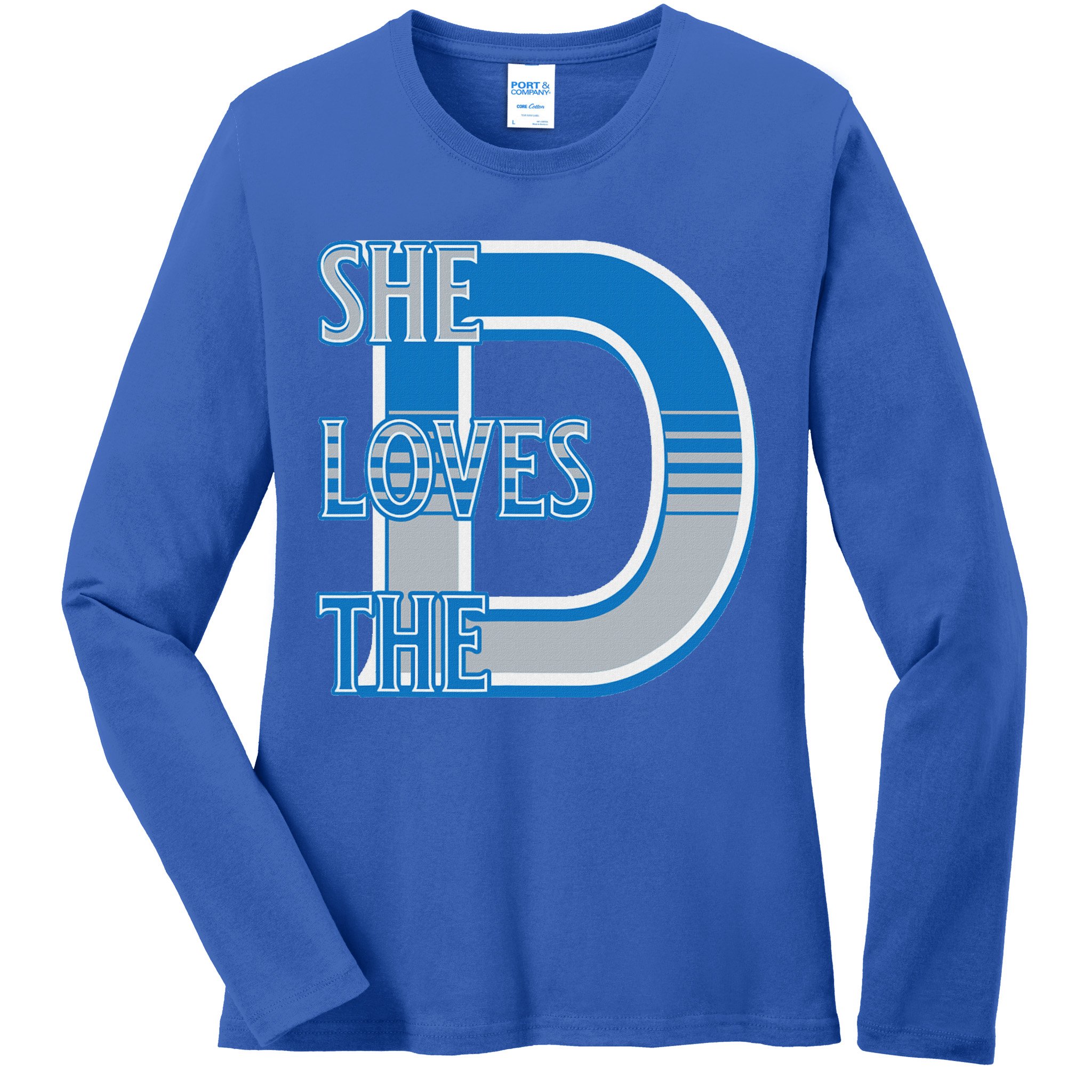 Detroit 313 She Loves The D Ladies Long Sleeve Shirt
