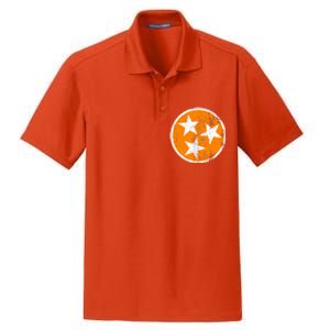 Distressed 3 Star Tn State Orange And White Tennessee Flag Dry Zone Grid Polo