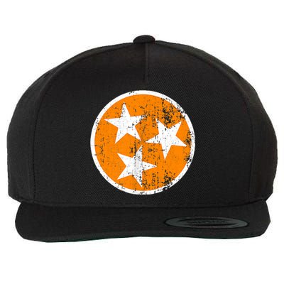 Distressed 3 Star Tn State Orange And White Tennessee Flag Wool Snapback Cap