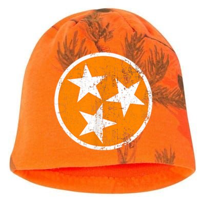 Distressed 3 Star Tn State Orange And White Tennessee Flag Kati - Camo Knit Beanie