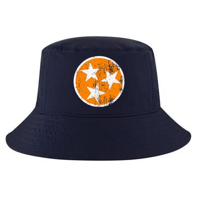 Distressed 3 Star Tn State Orange And White Tennessee Flag Cool Comfort Performance Bucket Hat