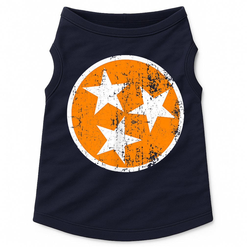 Distressed 3 Star Tn State Orange And White Tennessee Flag Doggie Tank