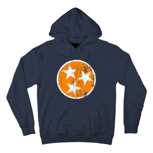 Distressed 3 Star Tn State Orange And White Tennessee Flag Hoodie