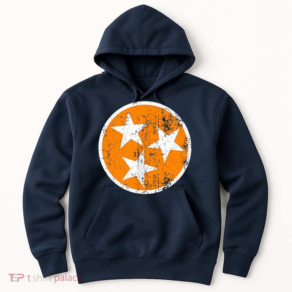 Distressed 3 Star Tn State Orange And White Tennessee Flag Hoodie