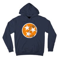 Distressed 3 Star Tn State Orange And White Tennessee Flag Hoodie