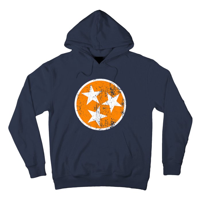 Distressed 3 Star Tn State Orange And White Tennessee Flag Hoodie