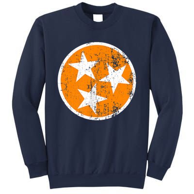 Distressed 3 Star Tn State Orange And White Tennessee Flag Sweatshirt