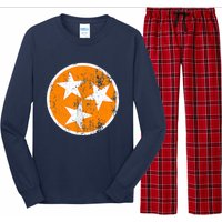 Distressed 3 Star Tn State Orange And White Tennessee Flag Long Sleeve Pajama Set