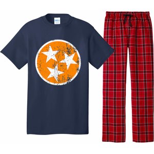 Distressed 3 Star Tn State Orange And White Tennessee Flag Pajama Set